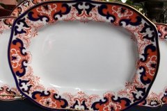 ROYAL CROWN DERBY #3973 IMARI- ORANGE/COBALT SCROLLS-  MEDIUM SERVING PLATTER  14  7/8"    .....   http://jaapiesfinechinastore.com