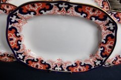 ROYAL CROWN DERBY #3973 IMARI- ORANGE/COBALT SCROLLS-  MEDIUM SERVING PLATTER  14  7/8"    .....   http://jaapiesfinechinastore.com