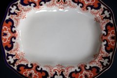 ROYAL CROWN DERBY #3973 IMARI- ORANGE/COBALT SCROLLS-  MEDIUM SERVING PLATTER  14  7/8"    .....   http://jaapiesfinechinastore.com