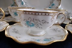 ROYAL CROWN DERBY- ROYAL AQUA FLORAL A1186- CUP & SAUCER   .....   http://jaapiesfinechinastore.com