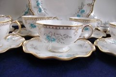 ROYAL CROWN DERBY- ROYAL AQUA FLORAL A1186- CUP & SAUCER   .....   http://jaapiesfinechinastore.com