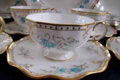 ROYAL CROWN DERBY- ROYAL AQUA FLORAL A1186- CUP & SAUCER   .....   https://www.jaapiesfinechinastore.com