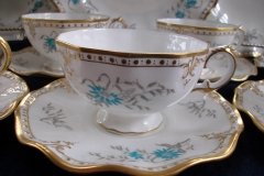 ROYAL CROWN DERBY- ROYAL AQUA FLORAL A1186- CUP & SAUCER   .....   http://jaapiesfinechinastore.com