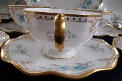 ROYAL CROWN DERBY- ROYAL AQUA FLORAL A1186- CUP & SAUCER   .....   http://jaapiesfinechinastore.com