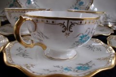 ROYAL CROWN DERBY- ROYAL AQUA FLORAL A1186- CUP & SAUCER   .....   http://jaapiesfinechinastore.com