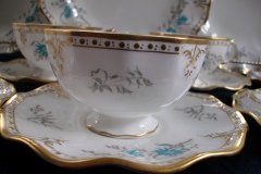 ROYAL CROWN DERBY- ROYAL AQUA FLORAL A1186- CUP & SAUCER   .....   http://jaapiesfinechinastore.com