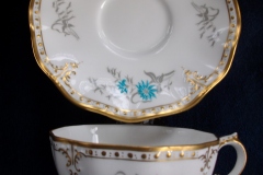 ROYAL CROWN DERBY- ROYAL AQUA FLORAL A1186- CUP & SAUCER   .....   https://www.jaapiesfinechinastore.com