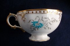 ROYAL CROWN DERBY- ROYAL AQUA FLORAL A1186- CUP & SAUCER   .....   http://jaapiesfinechinastore.com