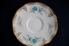 ROYAL CROWN DERBY- ROYAL AQUA FLORAL A1186- CUP & SAUCER   .....   http://jaapiesfinechinastore.com