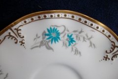 ROYAL CROWN DERBY- ROYAL AQUA FLORAL A1186- CUP & SAUCER   .....   http://jaapiesfinechinastore.com