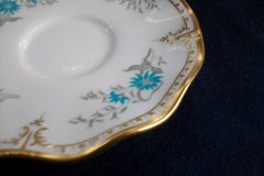 ROYAL CROWN DERBY- ROYAL AQUA FLORAL A1186- CUP & SAUCER   .....   http://jaapiesfinechinastore.com