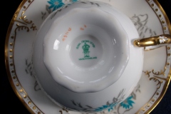 ROYAL CROWN DERBY- ROYAL AQUA FLORAL A1186- CUP & SAUCER   .....   https://www.jaapiesfinechinastore.com