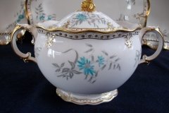 ROYAL CROWN DERBY- ROYAL AQUA FLORAL A1186- COVERED SUGAR BOWL  .....   http://jaapiesfinechinastore.com