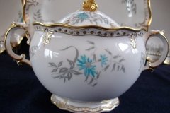 ROYAL CROWN DERBY- ROYAL AQUA FLORAL A1186- COVERED SUGAR BOWL  .....   http://jaapiesfinechinastore.com