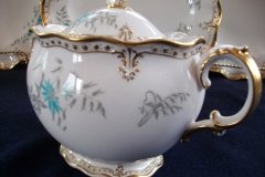 ROYAL CROWN DERBY- ROYAL AQUA FLORAL A1186- COVERED SUGAR BOWL  .....   http://jaapiesfinechinastore.com