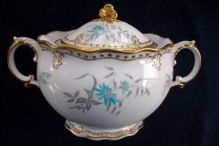 ROYAL CROWN DERBY- ROYAL AQUA FLORAL A1186- COVERED SUGAR BOWL  .....   http://jaapiesfinechinastore.com