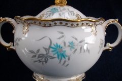 ROYAL CROWN DERBY- ROYAL AQUA FLORAL A1186- COVERED SUGAR BOWL  .....   http://jaapiesfinechinastore.com