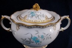 ROYAL CROWN DERBY- ROYAL AQUA FLORAL A1186- COVERED SUGAR BOWL  .....   http://jaapiesfinechinastore.com