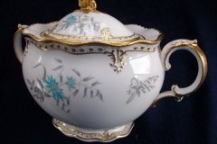 ROYAL CROWN DERBY- ROYAL AQUA FLORAL A1186- COVERED SUGAR BOWL  .....   http://jaapiesfinechinastore.com
