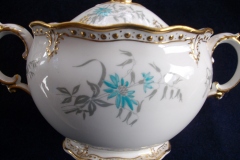 ROYAL CROWN DERBY- ROYAL AQUA FLORAL A1186- COVERED SUGAR BOWL  .....   https://www.jaapiesfinechinastore.com