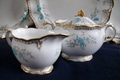 ROYAL CROWN DERBY- ROYAL AQUA FLORAL A1186- CREAMER  8oz  .....   http://jaapiesfinechinastore.com