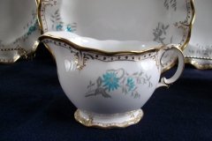 ROYAL CROWN DERBY- ROYAL AQUA FLORAL A1186- CREAMER  8oz  .....   http://jaapiesfinechinastore.com