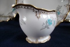 ROYAL CROWN DERBY- ROYAL AQUA FLORAL A1186- CREAMER  8oz  .....   http://jaapiesfinechinastore.com