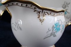 ROYAL CROWN DERBY- ROYAL AQUA FLORAL A1186- CREAMER  8oz  .....   http://jaapiesfinechinastore.com