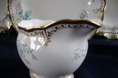 ROYAL CROWN DERBY- ROYAL AQUA FLORAL A1186- CREAMER  8oz  .....   http://jaapiesfinechinastore.com