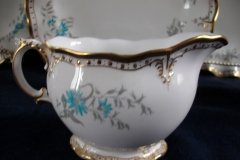 ROYAL CROWN DERBY- ROYAL AQUA FLORAL A1186- CREAMER  8oz  .....   http://jaapiesfinechinastore.com
