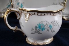 ROYAL CROWN DERBY- ROYAL AQUA FLORAL A1186- CREAMER  8oz  .....   http://jaapiesfinechinastore.com