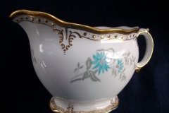 ROYAL CROWN DERBY- ROYAL AQUA FLORAL A1186- CREAMER  8oz  .....   http://jaapiesfinechinastore.com