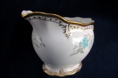 ROYAL CROWN DERBY- ROYAL AQUA FLORAL A1186- CREAMER  8oz  .....   https://www.jaapiesfinechinastore.com