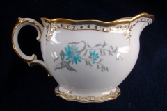 ROYAL CROWN DERBY- ROYAL AQUA FLORAL A1186- CREAMER  8oz  .....   https://www.jaapiesfinechinastore.com