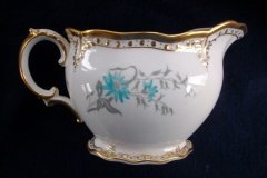 ROYAL CROWN DERBY- ROYAL AQUA FLORAL A1186- CREAMER  8oz  .....   http://jaapiesfinechinastore.com
