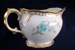 ROYAL CROWN DERBY- ROYAL AQUA FLORAL A1186- CREAMER  8oz  .....   https://www.jaapiesfinechinastore.com