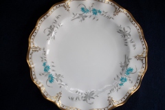 ROYAL CROWN DERBY- ROYAL AQUA FLORAL A1186- DINNER PLATE   .....https://www.jaapiesfinechinastore.com