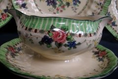 ROYAL DOULTON THE VERNON GREEN- GRAVY BOAT WITH ATTACHED UNDERPLATE    .....   http://jaapiesfinechinastore.com