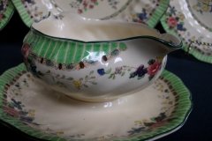 ROYAL DOULTON THE VERNON GREEN- GRAVY BOAT WITH ATTACHED UNDERPLATE    .....   http://jaapiesfinechinastore.com