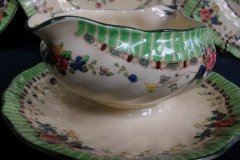 ROYAL DOULTON THE VERNON GREEN- GRAVY BOAT WITH ATTACHED UNDERPLATE    .....   http://jaapiesfinechinastore.com