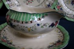 ROYAL DOULTON THE VERNON GREEN- GRAVY BOAT WITH ATTACHED UNDERPLATE    .....   http://jaapiesfinechinastore.com