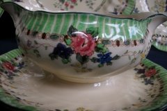ROYAL DOULTON THE VERNON GREEN- GRAVY BOAT WITH ATTACHED UNDERPLATE    .....   http://jaapiesfinechinastore.com