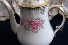 ROYAL CROWN DERBY ROYAL PINXTON ROSES A1155 -  COFFEE POT & LID    5 CUPPER  .....   http://jaapiesfinechinastore.com
