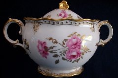 ROYAL CROWN DERBY ROYAL PINXTON ROSES A1155 -  COVERED SUGAR BOWL  .....   http://jaapiesfinechinastore.com