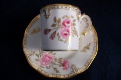 ROYAL CROWN DERBY ROYAL PINXTON ROSES A1155 - DEMI CUP & SAUCER   .....   http://jaapiesfinechinastore.com