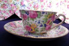 ROYAL WINTON SUMMERTIME- ASCOT CUP & ROUND SAUCER  6 1/4" ..... http://jaapiesfinechinastore.com