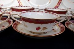 ROYAL WORCESTER GEORGIAN RED- SOUP BOWL & SAUCER   .....  http://jaapiesfinechinastore.com