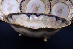 RS PRUSSIA VIERSA ROSES/COBALT- FOOTED BOWL #1   .....   http://jaapiesfinechinastore.com