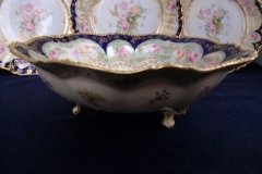 RS PRUSSIA VIERSA ROSES/COBALT- FOOTED BOWL #1   .....   http://jaapiesfinechinastore.com