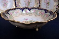 RS PRUSSIA VIERSA ROSES/COBALT- FOOTED BOWL #1   .....   http://jaapiesfinechinastore.com